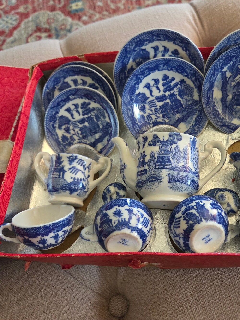 Blue Willow Childs Tea Set Mid Century "Little Hostess Set" Made In Japan